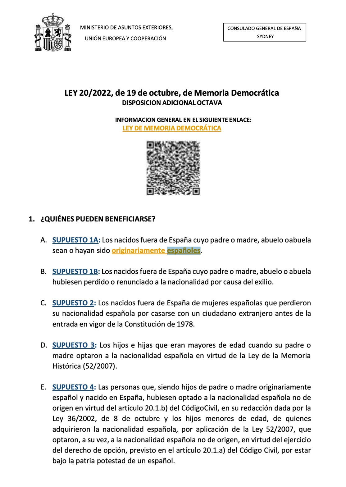 Spanish Citizenship Through Grandparents: Ley De Memoria Democratica Eligibility Requiredments